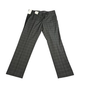 NWT Reaction Kenneth Cole Mens 33x30 Plaid Super Flex Waistband Dress Pant Black